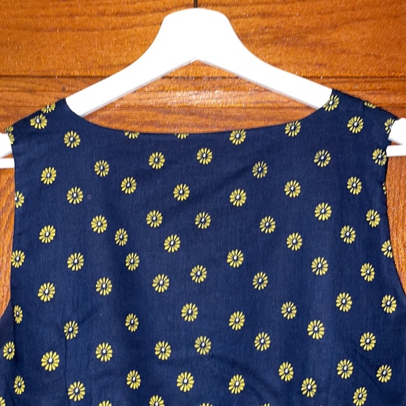 JCrew Factory V-neck button front dress in linen/cotton; Sz 6; style L6981; navy - Picture 7 of 12